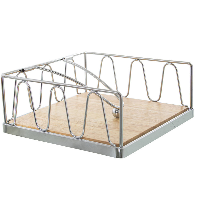 Servilletero de mesa Alexandra House Living Gris Madera Metal 18 x 8 x 18 cm Cromado