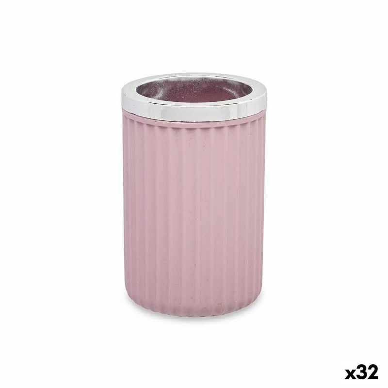 Copo Berilo 3436-4 Cor de Rosa Plástico 7,5 x 11,5 x 7,5 cm Suporte para a escova de Dentes (32 Unidades)