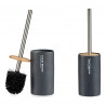Scopino per il Bagno Grigio Metallo Resina Bambù 9,7 x 37,5 x 9,7 cm