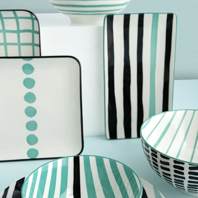 Vassoio per aperitivi Bidasoa Zigzag Multicolore Ceramica 21 x 21 cm (6 Unità)