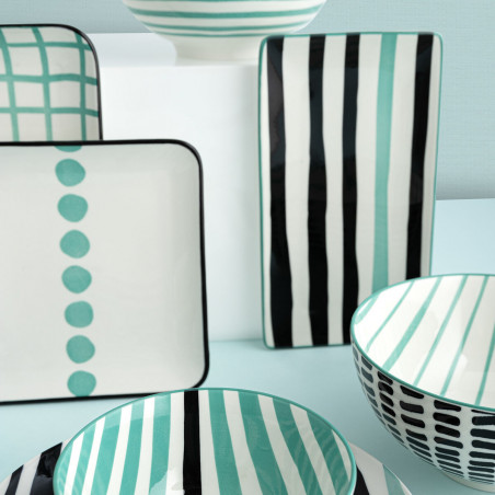 Vassoio per aperitivi Bidasoa Zigzag Multicolore Ceramica 21 x 21 cm (6 Unità)