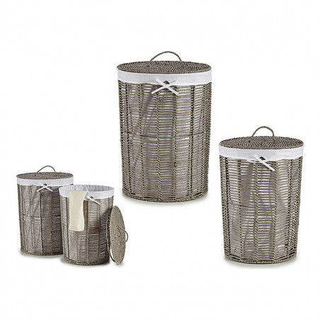 Cesto para la Ropa Kipit Blanco Gris Mimbre 40 L 76 L 44 x 56 x 44 cm