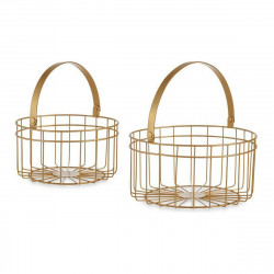 Multi-purpose basket Gift Decor JY19150G Gold Golden Metal 25 x 27 x 25 cm 2 Pieces