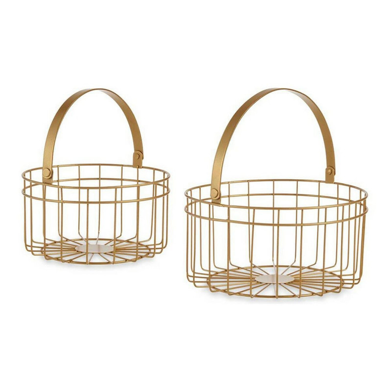 Cesta Multiusos Gift Decor JY19150G Ouro Dourado Metal 25 x 27 x 25 cm 2 Peças