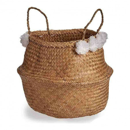 Cesto Gift Decor SG0100117301ME Branco Castanho Natural Junco 8 L Pompons