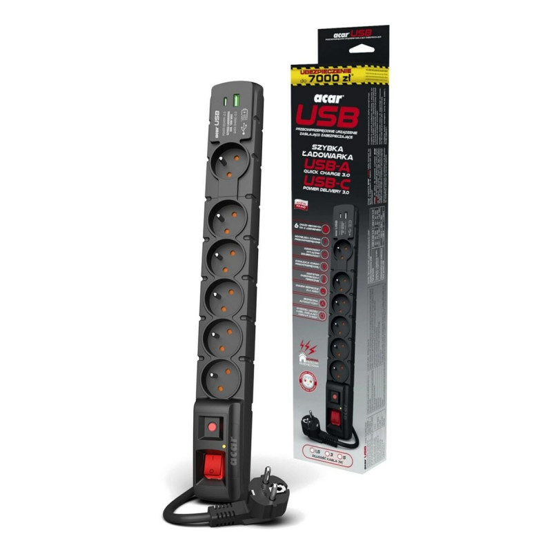 Multiprise 6 Prises avec Interrupteur Acar W2436 (1,5 m)