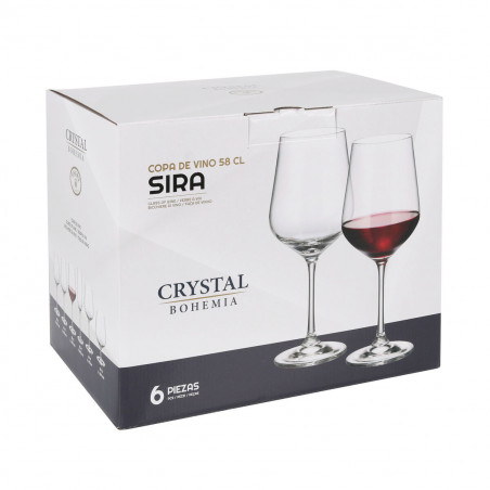Set di calici da vino Bohemia Crystal Sira 580 ml 6 Pezzi (4 Unità)
