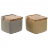Salière avec couvercle Home ESPRIT Beige Gris Naturel Bambou Dolomite 15 x 12 x 11 cm (2 Unités)