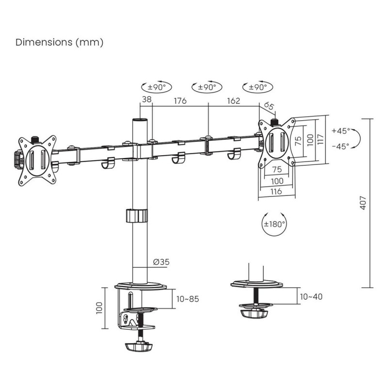 Support de table d'écran MacLean MC-754N 17" 32"
