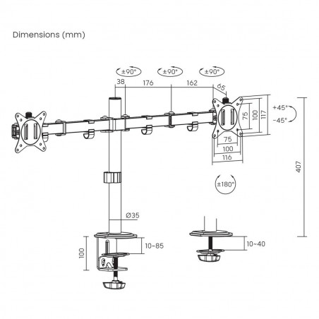Bildschirm-Träger für den Tisch MacLean MC-754N 17" 32"
