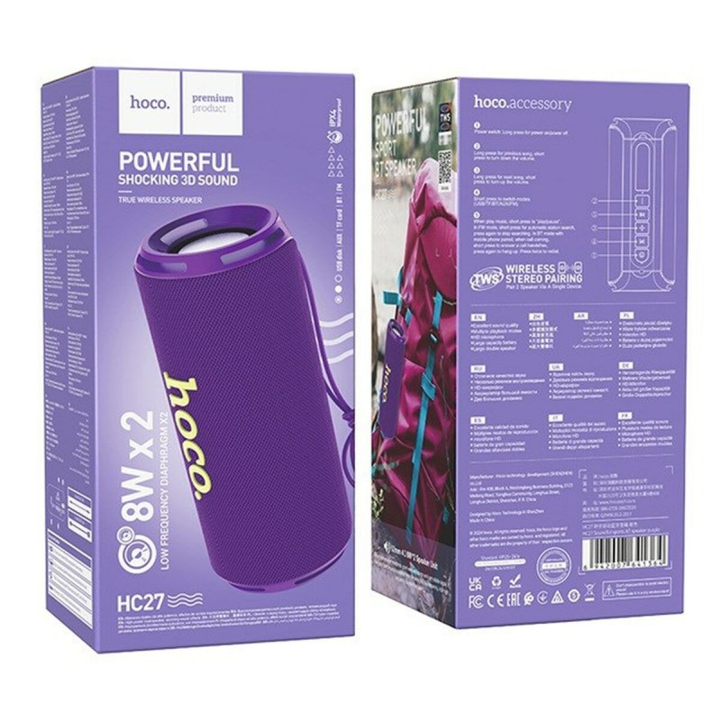 Portable Bluetooth Speakers Hoco HC27 Purple 16 W