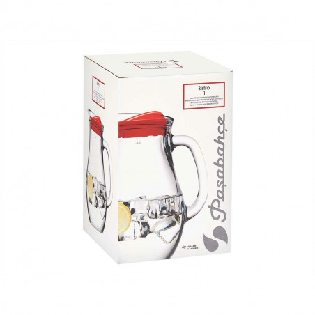 Jarra Pasabahce Bistro Rojo Transparente Vidrio Plástico 1 L