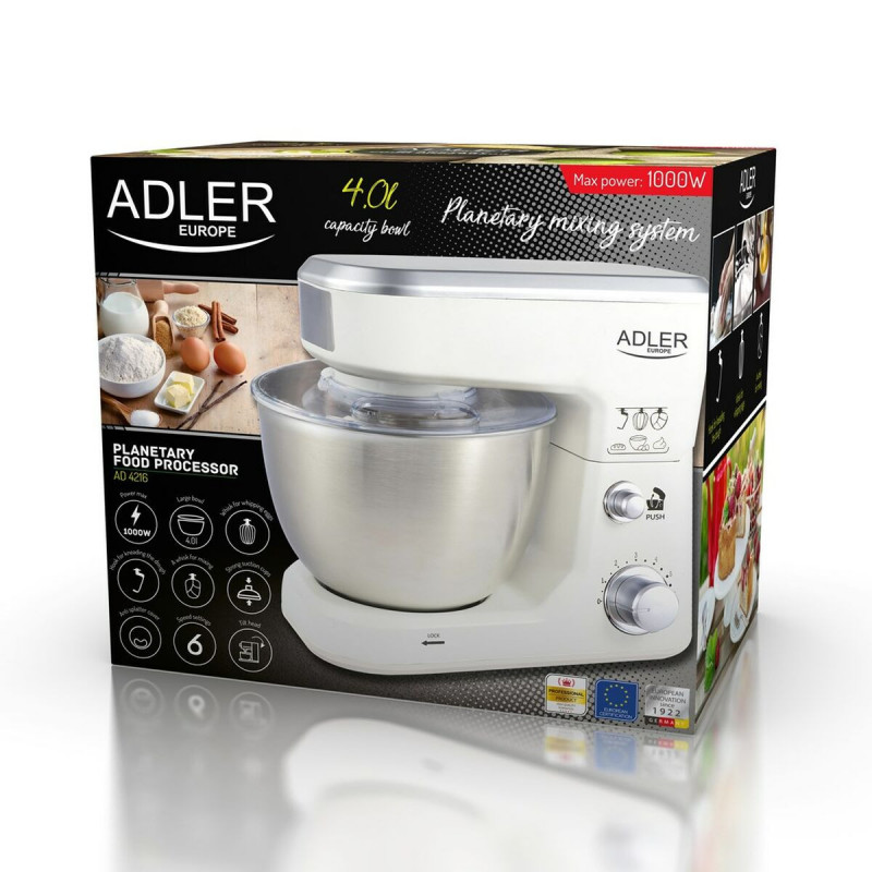 Robot de Cocina Adler AD 4216 Blanco Negro 500 W 4 L