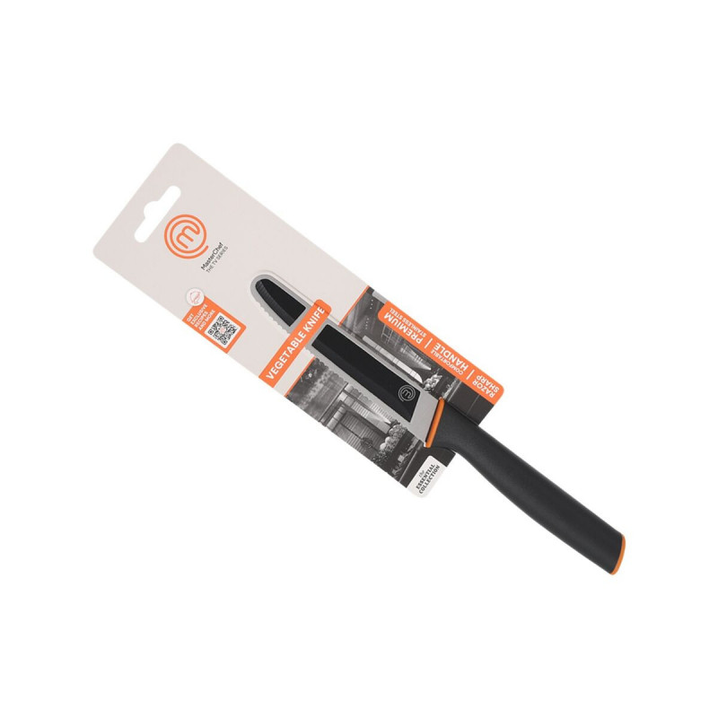Couteau à éplucher les légumes MasterChef Noir Argenté 11,5 cm (24 Unités)