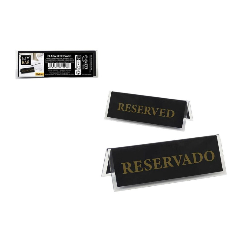 Identification plate My Bar RESERVADO / RESERVED 12 x 4 cm 2 mm 24 Units