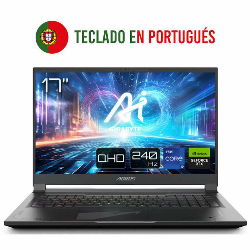 Laptop Aorus 17X AZF-B5ES665SP 17" i9-13900HX intel core i9-13980hx 32 GB RAM 2 TB 2 TB SSD Nvidia Geforce RTX 4090 Spanish Qwer