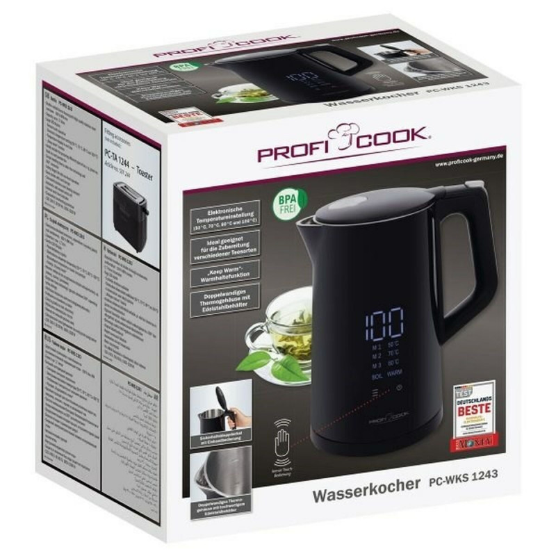 Bollitore Proficook PC-WKS 1243 Nero Acciaio inossidabile 2200 W 1,7 L