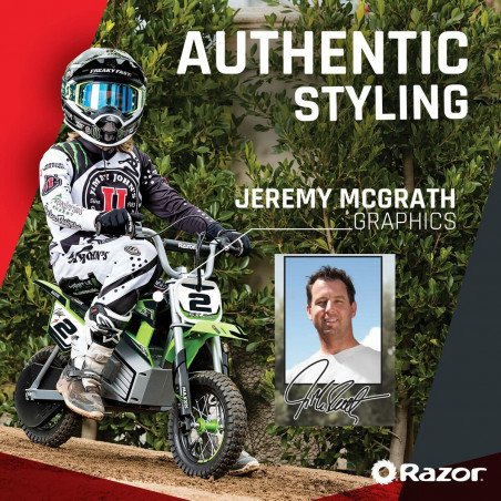 Scooter elettrico per bambini Razor Dirt Rocket SX350 McGrath Bianco Nero Verde Grigio