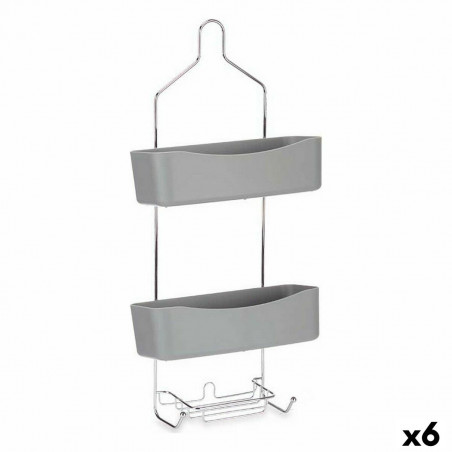 Scaffale da Bagno Berilo Grigio Metallo Plastica 28 x 60 x 14 cm (6 Unità)