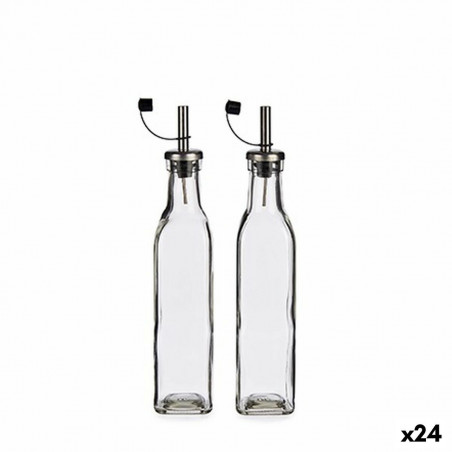 Galheteiro Vivalto Transparente Metal Vidro Silicone Aço inoxidável Cristal Plástico 300 ml 10,5 x 26 x 5,5 cm (24 Unidades)