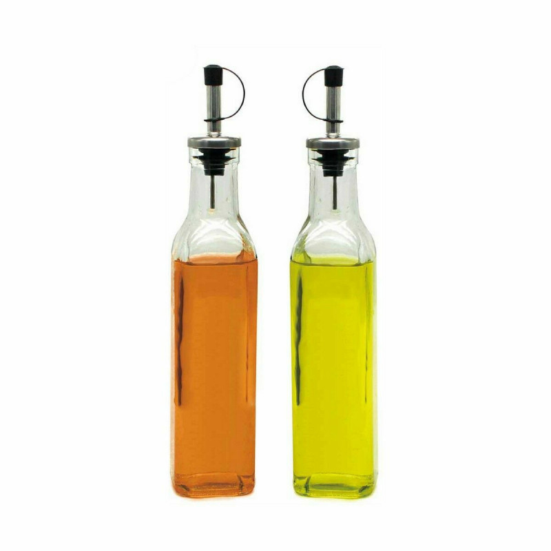 Oil and Vinegar Set Vivalto Transparent Metal Glass Silicone Stainless steel Crystal Plastic 300 ml 10,5 x 26 x 5,5 cm (24 Units