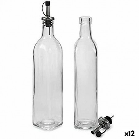 Set de Aceitera y Vinagrera Vivalto Transparente Vidrio Silicona Acero Inoxidable Cristal 500 ml 2 x 50 ml 5,7 x 29,5 x 5,7 cm 1