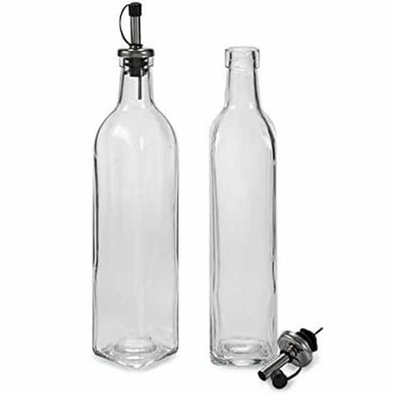 Galheteiro Vivalto Transparente Vidro Silicone Aço inoxidável Cristal 500 ml 2 x 50 ml 5,7 x 29,5 x 5,7 cm 12 x 31 x 6 cm (12 Un