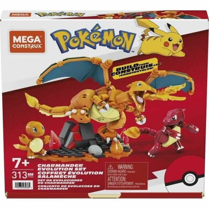 Jogo de Construção Megablocks Charmander Charmilion Charizard Pokémon 300 Peças