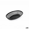 Bread Basket Black Plastic Oval 24 x 15 x 4,5 cm (36 Units)