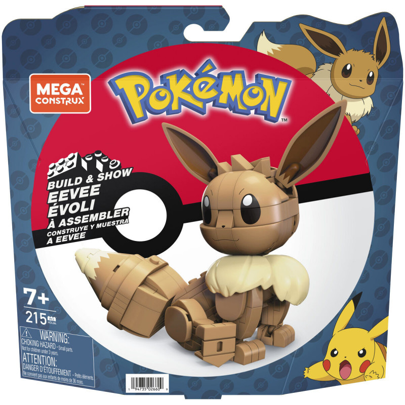 Figura articulada Mega Construx  Eevee Medium + 7 Anos 215 Peças