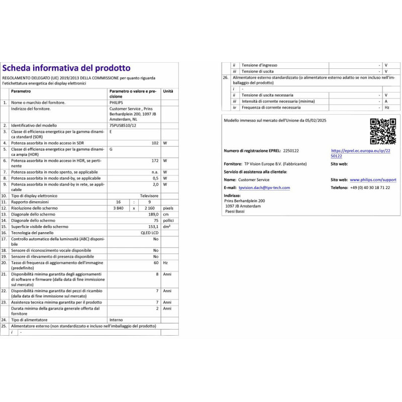 Smart TV Philips 75PUS8510/12 4K Ultra HD 75" LED HDR QLED