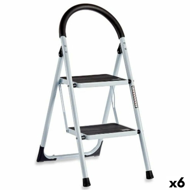 Folding ladder Kipit White Black Grey Metal 38 x 50 x 84 cm (6 Units)