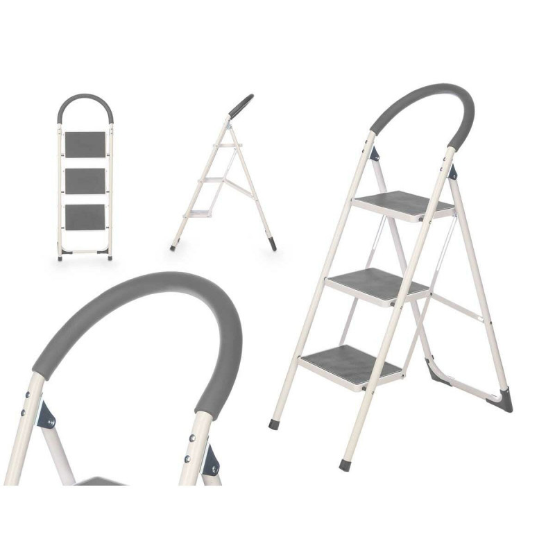 3-step folding ladder Kipit Grey Steel 38 x 117 x 5 cm 35 x 117 x 5 cm (4 Units)