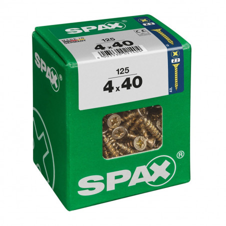 Caixa de parafusos SPAX Yellox Madeira Cabeça plana 125Peças (4 x 40 mm)