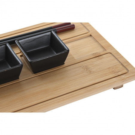Sushi-Set DKD Home Decor natürlich Schwarz Bambus Steingut Orientalisch