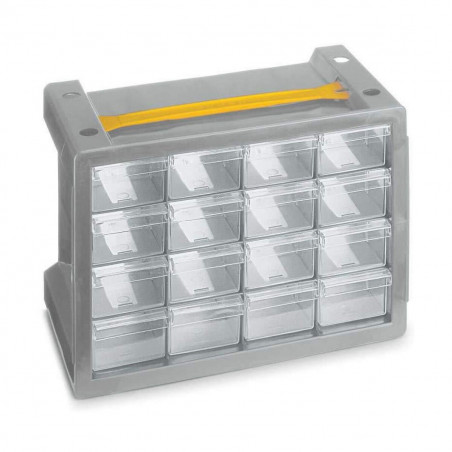 Cómoda Terry N16 Cinzento Parafusos Transparente 16 gavetas