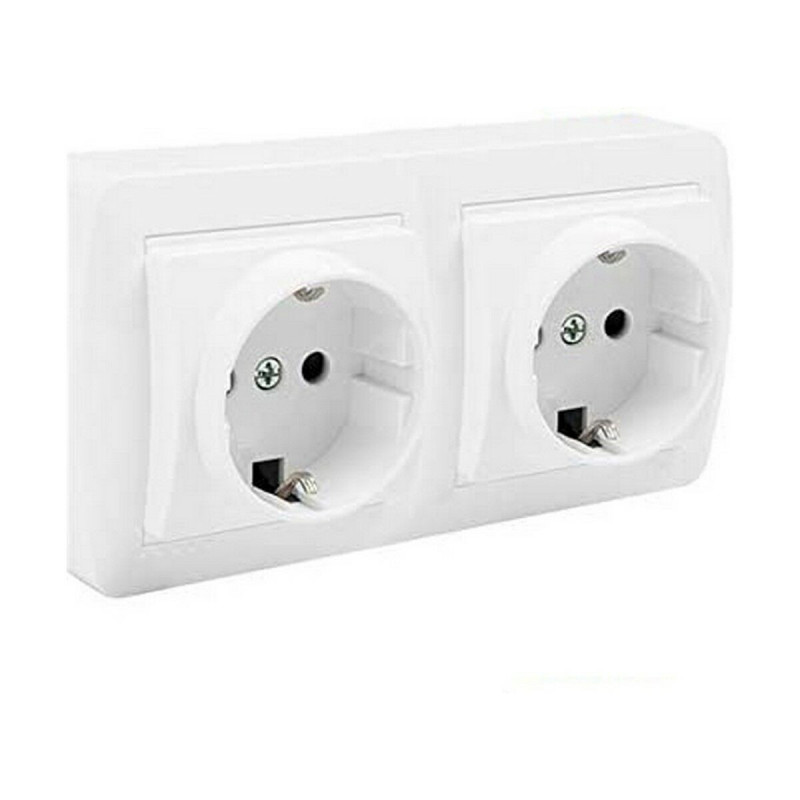 Socle de prise Solera mur66u Blanc 16 A Double Bipolaire