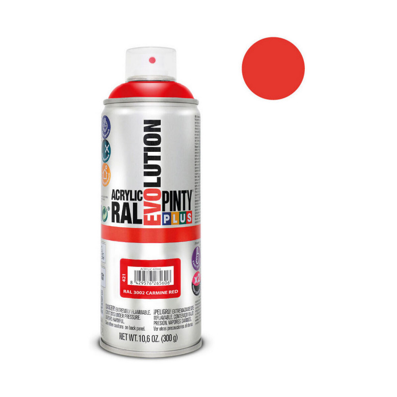 Tinta em spray Pintyplus Evolution RAL 3002 400 ml Carmine Red