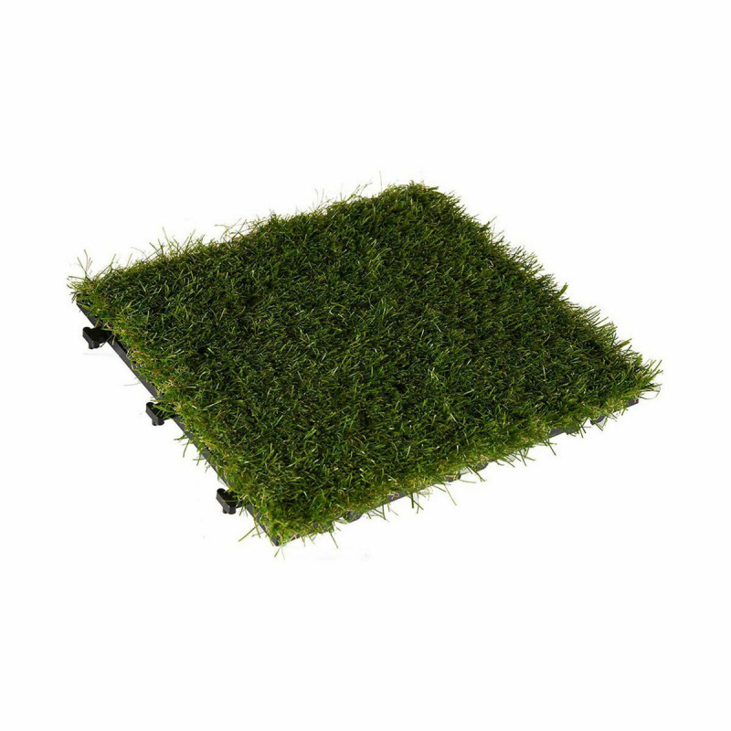 Interlocking Floor Tile Ibergarden Green Plastic Astro-turf 30 x 3,5 x 30 cm Grass (6 Units)