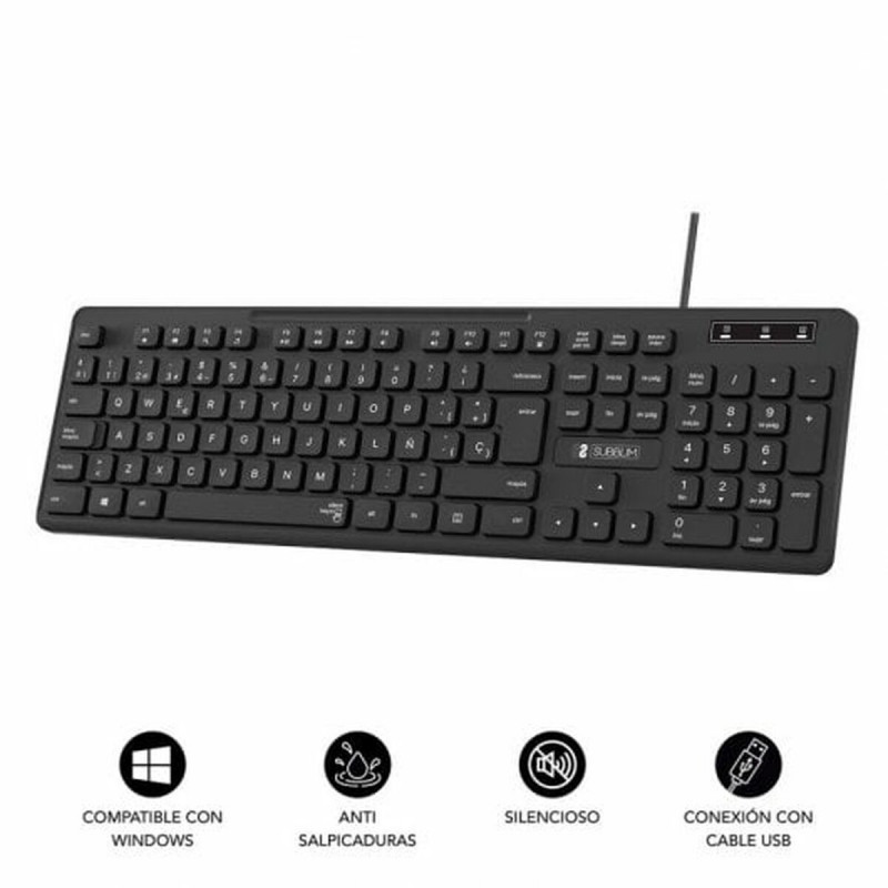 Clavier numérique Subblim SUBKBC-0SSK50 Noir Espagnol Qwerty QWERTY