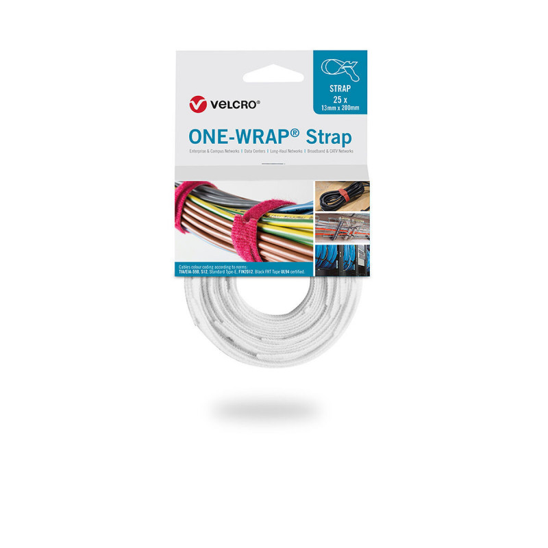 Abraçadeiras de Velcro Velcro One-Wrap Strap Branco 13 mm x 20 cm (25 Unidades)