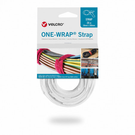 Fascette in Velcro Velcro One-Wrap Strap Bianco 20 x 200 mm 2 x 20 cm (25 Unità)