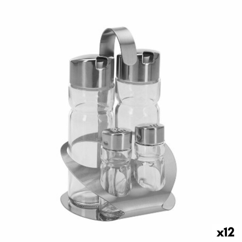 Conjunto para Condimentos Transparente Prateado (12 Unidades)