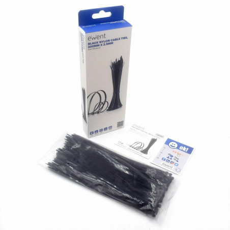 Kabelbinder Ewent EW1564 Schwarz 100 Stücke (100 Stück)