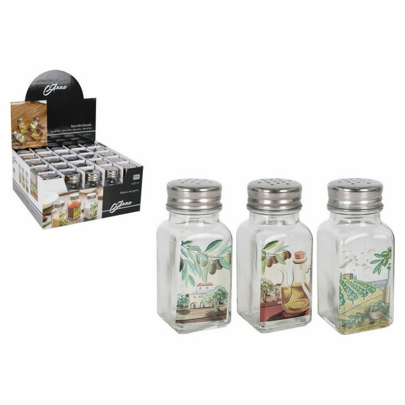 Salière Anna verre 4 x 4 x 10 cm (25 Unités)