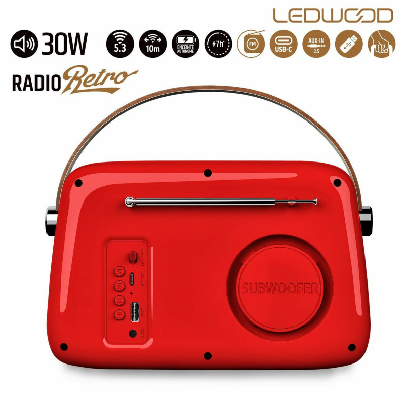 Radio Transistor Ledwood ALMA RED Rojo 30 W