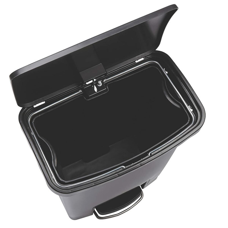 Secchio per la Spazzatura Rubbermaid TAPA BASCULANTE Bianco Nero Plastica 25 L