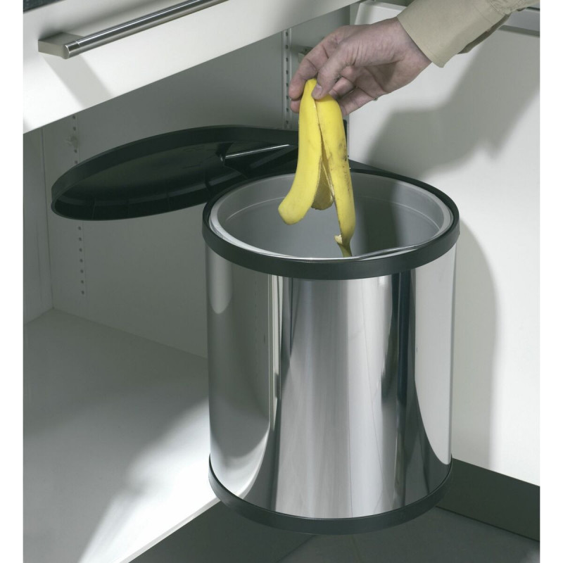 Waste bin Hailo Compact-Box Steel 15 L Black Grey Integrable