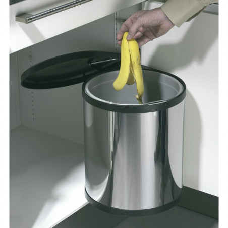 Waste bin Hailo Compact-Box Steel 15 L Black Grey Integrable