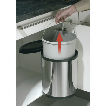 Waste bin Hailo Compact-Box Steel 15 L Black Grey Integrable